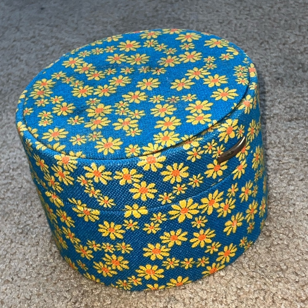 60s/70s Multi-Use Floral Round Storage Box
